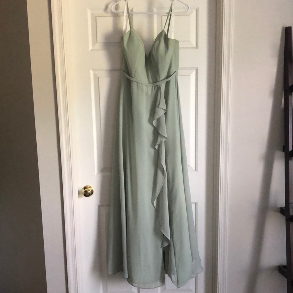 Azazie sage green bridesmaid dress